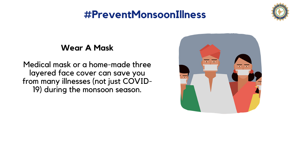 Wear a mask to protect yourself from monsoon-related common illnesses